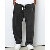 olcso Egyenes láb-Férfi Melegítőnadrágok Nadrág Kordbársony Nadrág Zsinór Zseb Rugalmas derék Sima Mokaszinok Szabadtéri sport Napi Divat Alkalmi Medence Sötétbarna Mikroelasztikus