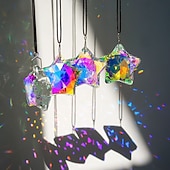 baratos Ornamentos-Conjunto de 6 enfeites de Natal em vidro transparente facetado em formato de estrela, ideais para centros de mesa, captadores de luz solar e decoração de cristal para árvores de Natal, janelas,