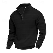 abordables Sweat-shirts basiques-Homme Sweat-shirt Sweat-shirt quart de fermeture éclair Gris Clair Demi-zip Uni Jacquard Quotidien Sport &amp; Loisir Fête Polyester Streetwear Basique Occasionnel Printemps Automne Vêtement Tenue Pulls