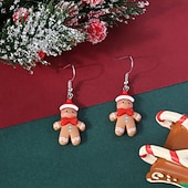 voordelige Dames ringen-schattige peperkoekenmannetje oorbellen met rode sjaal - leuke kerstsieraden als cadeau voor de feestdagen