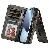 Недорогие Чехлы для iPhone-телефон Кейс для Назначение iPhone 17 Pro Max 17 Air Кошелек для карт Откидная крышка Магнитный Откидная подножка Разъем для карты Ретро ТПУ Кожа PU