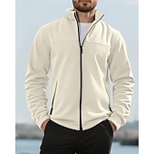 billige Basic gensere-Herre Genser Fleecegenser Genser med full glidelås Aprikos Svart Lilla Oransje lysegrå Opprett krage عادي Ta igjen glidelåsen Lomme Sport &amp; Utendørs Daglig Ferie Polyester Gatemote Grunnleggende