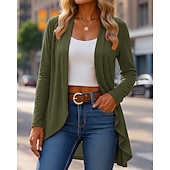 abordables Vestes de course-Femmes Couleur Unie Cardigan ouvert sur le devant Cardigan tricoté Automne manche longue Athleisure Col en V Extérieur Voyage Sportif Rouge vin Noir Violet Tenue de sport Tenues de Sport