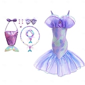 baratos Fantasia de Menina-Semana do Livro 2026 A Pequena Sereia Cauda de Sereia Vestido de Princesa Aqua Vestido de Halloween Fantasia de Cosplay Fantasia para Festa Temática Cosplay Filme Cosplay para Meninas Fantasia Infantil Carnaval Baile de Máscaras