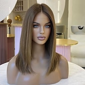 abordables Pelucas delanteras del cordón de cabello natural-Peluca Cabello humano remy Cierre 5x5 Cierre 4x13 Cabello Brasileño Recto Marrón Castaño rojizo Bob corto Mujer Densidad 130% 150% Cabello Ombre Pelo reflectante / balayage Entradas Naturales Sin cola