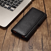 baratos saco de telefone universal-Estojo para celular masculino com presilha, bolsa de cintura, acessório em couro PU, carteira para celular, estilo vintage, capa protetora para celular.