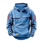 billige grunnleggende hettegensere for menn-Herre Hattetrøje Hettegenser med glidelås Svart Rosa Vin Blå Grønn Med hette Nasjonalflagg Snorer Lomme Sport &amp; Utendørs Daglig Ferie Gatemote Grunnleggende Fritid Vår Høst Klær Gensere Gensere