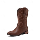 economico Stivali da cowboy e occidentali-stivali da cowboy da uomo in similpelle marrone scuro con ricami intricati: calzature eleganti e resistenti per occasioni in stile western e per l'uso quotidiano