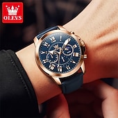 cheap Quartz Watches-The New Olevs Brand Men&#039;S Business Watch With Luminous Small Three Hands Moon Phase Display Multi-Functional Chronograph Three-Eye Casual Waterproof And Fashionable Quartz Watch Men&#039;S Sports Wrist