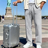 economico Gamba Dritta-Per uomo Pantaloni da tuta Pantaloni Pantaloni della tuta a gamba dritta Coulisse Tasca Elastico in vita Semplice Comodità Sport all'Aperto Quotidiano Moda Casual Verde militare Nero Micro-elastico