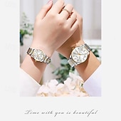 ieftine Ceasuri Quartz-Două ceasuri noi și la modă cu cuarț pentru cupluri - carcasă din oțel inoxidabil, rezistență la apă IPX7, calendar dublu luminescent, dată și afișaj duminică/luni, curea din aliaj - cadou ideal