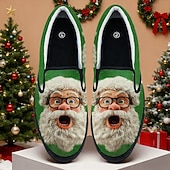 cheap Men's Slip-ons &amp; Loafers-Men's Christmas Santa Face Slip-On Shoes – Vibrant 3D Santa Design, Comfortable Casual Footwear, Ideal for Christmas Festivities &amp; Winter Wear