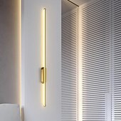 tanie Kinkiety wewnętrzne-Długa lampa ścienna 23,6 cala - 47,2 cala, czarno-złota, metalowa lampa ścienna do wnętrz, salon, tło, sypialnia, lampka nocna, AC2200V, AC110V