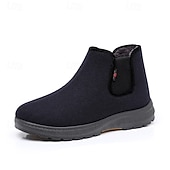 abordables Bottes d'hiver et de neige-bottines homme bleu marine à enfiler – doublure en fausse laine douce pour plus de chaleur et de confort, parfaites pour les sorties hivernales et les tenues décontractées