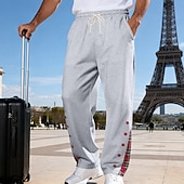 Herre Joggebukser Bukser Snorer Lomme Elastisk midje Ruter Komfort Sport & Utendørs Daglig Mote Fritid Svart Hvit Mikroelastisk billige Rett ben-Herre Joggebukser Bukser Snorer Lomme Elastisk midje Ruter Komfort Sport & Utendørs Daglig Mote Fritid Svart Hvit Mikroelastisk