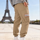 economico Carico-Per uomo Pantaloni da tuta Pantaloni in Pile Joggers Pantaloni Pantaloni invernali Coulisse Tasca Elastico in vita Patchwork Comodità Caldo Sport all'Aperto Quotidiano Moda Casual Nero Bianco