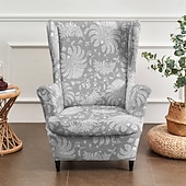 abordables Funda para silla con respaldo-Fundas para sillones orejeros con estampados florales, a rayas y geométricos, de poliéster elástico, protectores decorativos para muebles.