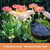 abordables Éclairage au sol-Lampes solaires de jardin, lampe solaire décorative extérieure étanche en forme de fleur, pour jardin, cour, patio, pelouse, décoration extérieure de Noël ou d'Halloween, cadeaux idéaux pour la fête