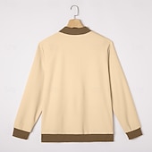 economico T-shirt in maglia waffle-Per uomo Maglietta Waffle Maglietta Manica Lunga Collo alla coreana Tutte le stagioni Blocco di colori Tradizionale / Vintage Casual Con zip All'aperto Casa Sport &amp; Outdoor Cachi Maglietta Top per