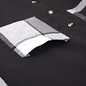 ieftine cămăși de flanel-Bărbați Shacket Jachetă cămașă Jachete Iarnă Plisat Vacanță Purtare Zilnică Negru Albastru celest Manșon Lung Rever Toamnă Iarnă Îmbrăcăminte Buzunar frontal