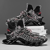 baratos Tênis de Corrida Masculinos-Tênis de corrida futuristas azuis masculinos com cabedal em malha e sola com absorção de impacto, calçados esportivos leves para esportes, academia e moda streetwear