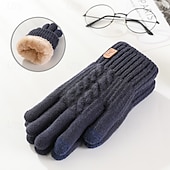 Недорогие Мужские шарфы и перчатки-Муж. 1 пара С пальцами Зимние Вязаные перчатки Перчатки без пальцев Мода Современное Перчатки Сохраняет тепло Вязанная Флис Полотняное плетение Осень Черный Темно синий Кофейный Серый