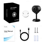 お買い得  屋内IPネットワークカメラ-ワイヤレスWiFiセキュリティカメラ、130°広角、赤外線ナイトビジョン搭載のHDホーム監視カメラ &amp;動体検知、Bluetooth接続、ベビー/ペットモニター用デュアルストレージ、ブラック