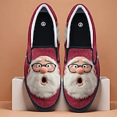  Men's Christmas Santa Graphic Slip-On Shoes – Fun 3D Santa Design, Cozy and Comfortable, Perfect for Holiday Parties & Christmas Celebrations