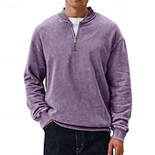 economico Felpe di base-Per uomo Maglia Felpa con zip corta Nero Rosso Blu marino Verde scuro Viola Mezza zip Semplice Zip a un quarto Sport &amp; Outdoor Quotidiano Ferie Poliestere Streetwear Essenziale Casual Primavera