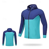 tanie Kurtki biegowe-Męskie Kolorowy blok Kurtka sportowa Jesień / Zima Kaptur Długi rękaw Athleisure Ochrona przed słońcem Lekki Siłownia Piesze wycieczki Bieganie Trening Joga Czarny Niebieski Ciemnoniebieski Odzie