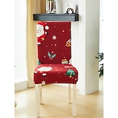 cheap Dining Chair Cover-1/2/4PC/6PC Christmas Milk Silk Printed Chair Cover – Decorative, Anti-Slip &amp; Dustproof Slipcover, Soft Stretch Fabric for All Seasons