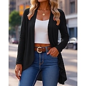 abordables Vestes de course-Femmes Couleur Unie Cardigan ouvert sur le devant Cardigan tricoté Automne manche longue Athleisure Col en V Extérieur Voyage Sportif Rouge vin Noir Violet Tenue de sport Tenues de Sport