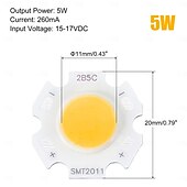 preiswerte LED-Kolbenlichter-5 Stück 10 Stück COB-LED-Lichtchipperlen, leuchtende Oberfläche 11 mm, 3/5/7/10 W, 260 mA, DIY-Energiesparlampe für Scheinwerfer, Flutlicht, Packung mit warmweißem/weißem/natürlichem Licht