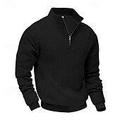 abordables Sweat-shirts basiques-Homme Sweat-shirt Sweat-shirt quart de fermeture éclair Gris Clair Demi-zip Uni Jacquard Quotidien Sport &amp; Loisir Fête Polyester Streetwear Basique Occasionnel Printemps Automne Vêtement Tenue Pulls