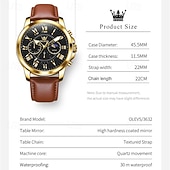 cheap Quartz Watches-The New Olevs Brand Men&#039;S Business Watch With Luminous Small Three Hands Moon Phase Display Multi-Functional Chronograph Three-Eye Casual Waterproof And Fashionable Quartz Watch Men&#039;S Sports Wrist