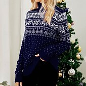 levne Mikina a svetr-Vánoce Dámské Ležérní topy Pulovrový svetr Rolák Dlouhý rukáv Vrchní část oděvu Oblečení na atletiku Grafika Bavlna Yumuşak Teplý Večírek Dovolená sportovní oblečení Sportovní oděvy Rubínově červen