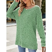 halpa Naisten Yksinkertaiset Paidat-Naisten Pusero Yhtenäinen väri Tyylikäs Vapaa-aika Pitkähihainen Tiukka pyöreä kaula-aukko Tavalliset topit Päivittäin Rypytetty Ruohonvihreä Musta Punastuvan vaaleanpunainen Viini Sininen Kevät