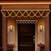 economico Strisce LED-Luci a stringa a LED solari per esterni, 4 m, 138 LED, impermeabili, alimentate tramite USB o batteria, per Natale, matrimonio, festa, giardino, balcone, recinzione, portico, cortile, decorazione luci