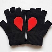 cheap Gloves-Women's 1 Pair Half Finger / Knitted Gloves Streetwear / Outdoor Gloves - Heart Print