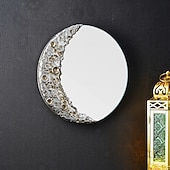 abordables Sculptures-1 pendentif décoratif en forme de cratère lunaire en résine avec un miroir de cratère lunaire au design créatif suspendu à la surface, adapté à la décoration murale dans les salons, les bureaux et les