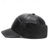 halpa Miesten pesäpallolippis-Miesten Korvaläppähattu Talvihattu Talvihatut Talven lämmin lippalakki Talvi baseball-lippis korvaläpäillä Musta Harmaa PU Fleece Muoti Moderni nykyaikainen Arki-asut Deitti Yksivärinen / yksivärinen