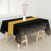 Décorations de fête du Nouvel An noires et dorées, ensemble de 3 nappes jetables en plastique épais pour anniversaire, dîner, dessert, pique-nique &décoration d'événements abordables Nouvel An-Décorations de fête du Nouvel An noires et dorées, ensemble de 3 nappes jetables en plastique épais pour anniversaire, dîner, dessert, pique-nique &décoration d'événements
