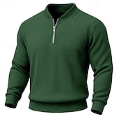 halpa Peruspuserot-Miesten College Vakosametti Pullover-huppari Aja sivuun Quarter vetoketjullinen collegepaita Aprikoosi Valkoinen Rubiini Laivaston sininen Tumman vihreä Pystykaulus Tavallinen Textured Urheilu ja