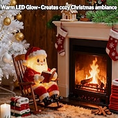 levne vnitřní vánoční osvětlení-Vánoční světla Santa Claus čtou knihu lampa Santa čtou knihu lampa roztomilá osvětlená socha Santa vintage vánoční stolní dekor vintage noční světlo pro vánoční párty domácí dekoraci