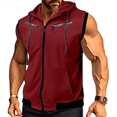 abordables sudaderas basicas hombre-Hombre Sudadera Sudadera con capucha y cremallera completa Negro Vino Rojo Azul Marino Morado Con Capucha Bloque de color Correa Bolsillo Deporte Diario Festivos Poliéster Ropa de calle Básico Casual