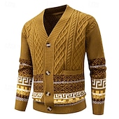 economico Maglioni Cardigan da uomo-Per uomo Felpa Cardigan Maglione Fair Isle A Coste Treccia Maglia Top Regolari Lavorato a maglia Geometrico Scollo a V Vacanza Moda Casuale Abbigliamento quotidiano Abbigliamento Autunno &amp; Inverno