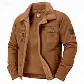 abordables Vestes en Suède Synthétique-Homme Veste en faux suède Veste en Polaire Veste Cargo Formel Maison Tactique Avec Poches Classique Automne Hiver Couleur Unie Actif ancien Col de chemise Régulier Noir Marron Vert Kaki Gris Veste