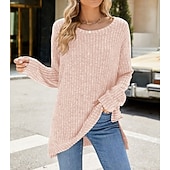 halpa Naisten Yksinkertaiset Paidat-Naisten Pusero Yhtenäinen väri Tyylikäs Vapaa-aika Pitkähihainen Tiukka pyöreä kaula-aukko Tavalliset topit Päivittäin Rypytetty Ruohonvihreä Musta Punastuvan vaaleanpunainen Viini Sininen Kevät