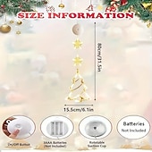 baratos Luzes de cordas de férias-Luz de Janela de Natal 1PC com Bateria Luz de Cortina Branca Quente Suspensa com Ventosa Luz de Árvore de Natal e Estrela para Decoração de Janela em Festa de Natal e Ano Novo