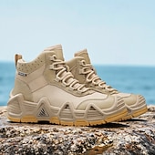 baratos Botas de caminhada-calçados esportivos masculinos bege de cano alto - botas táticas de caminhada duráveis para aventuras ao ar livre
